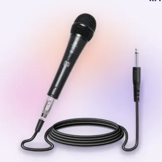 מיקרופון חוטי שחור עם כבל מלופף